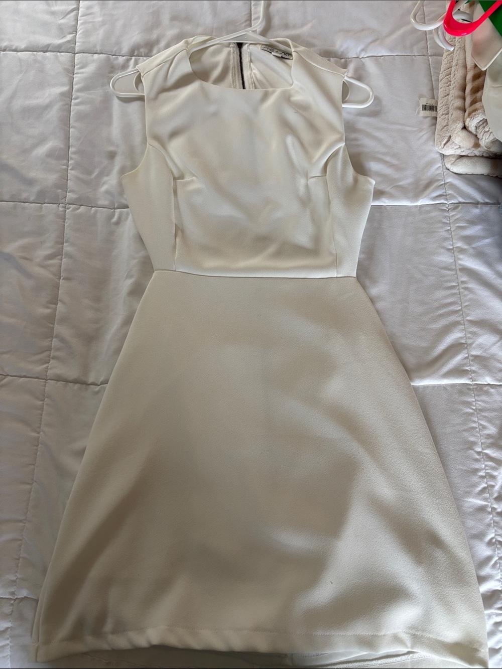 She + Sky Cream Sleeveless Fit-and-Flare Mini Dress